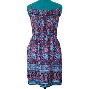 American Eagle Outfitters Summer Dress Women XL Blue Red Paisley